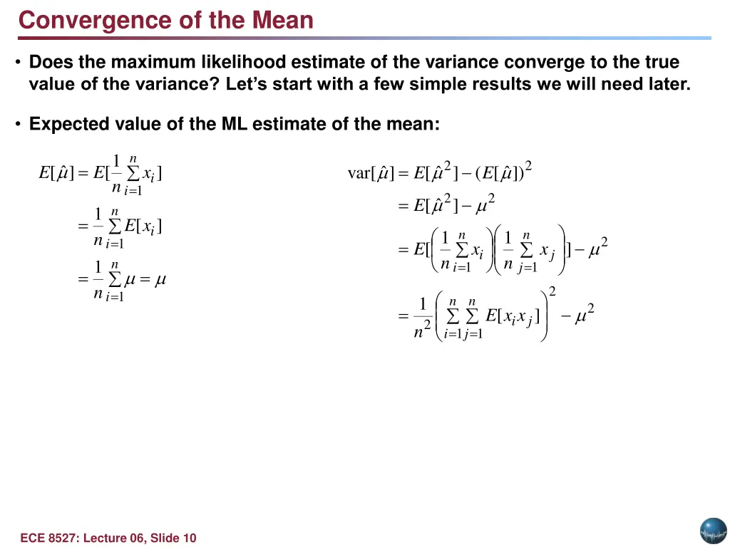 convergence of the mean