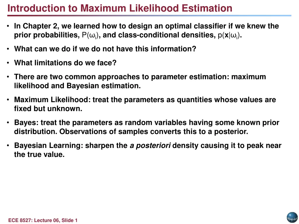 introduction to maximum likelihood estimation