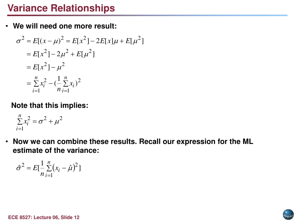 variance relationships