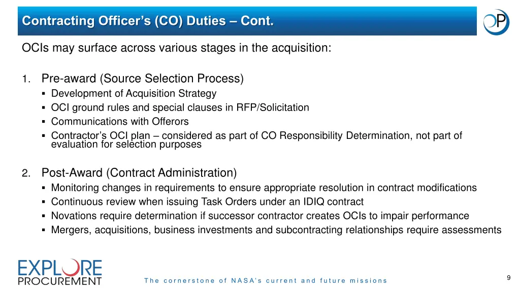 contracting officer s co duties cont