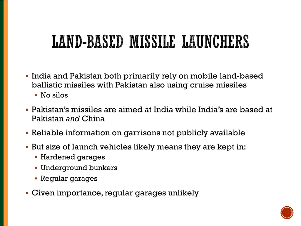 land based missile launchers