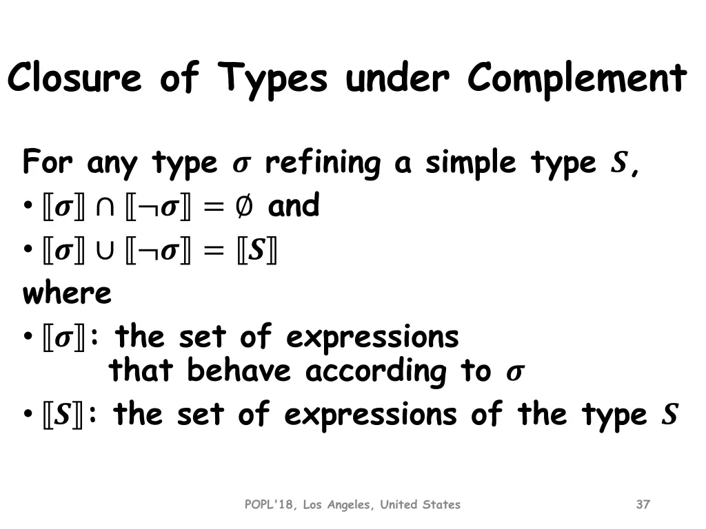 closure of types under complement