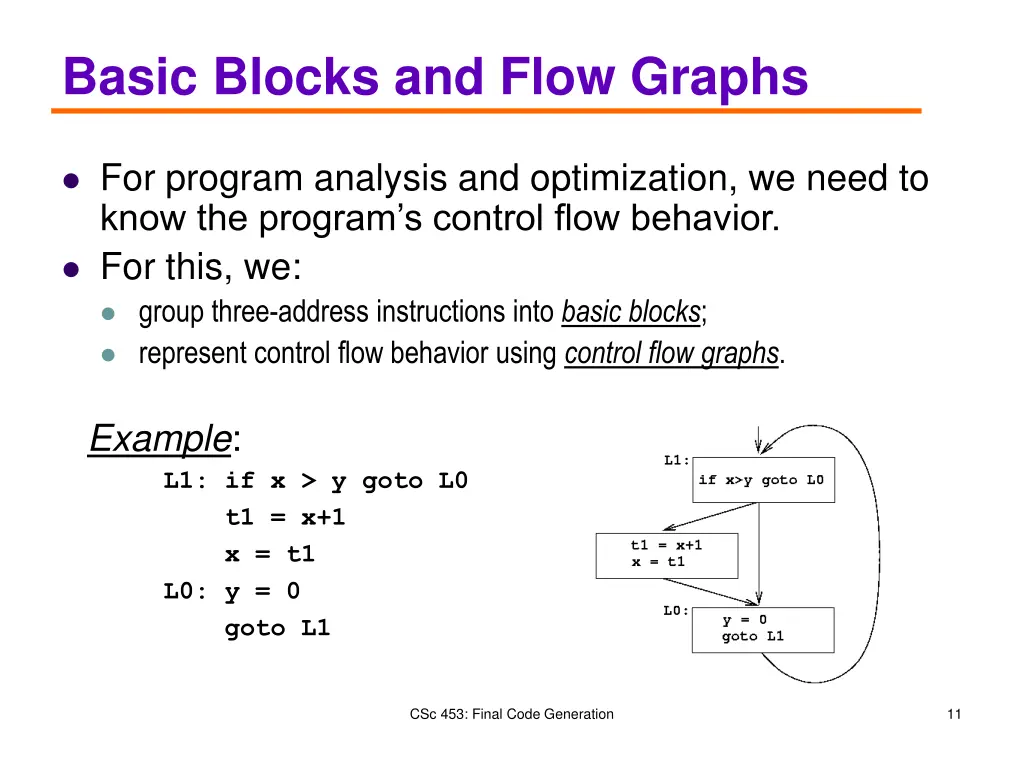 basic blocks and flow graphs