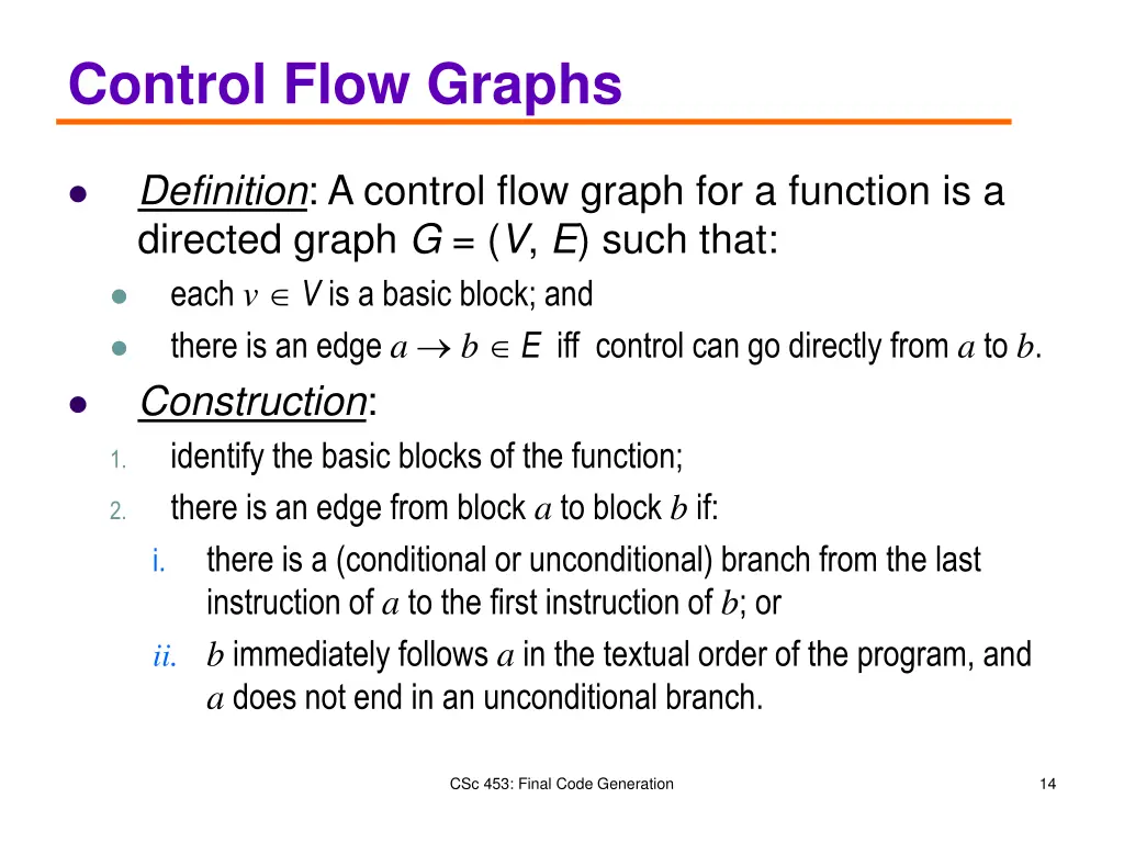 control flow graphs