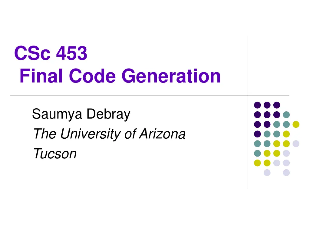 csc 453 final code generation