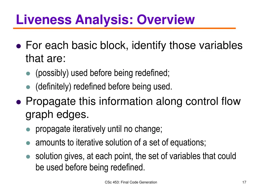 liveness analysis overview