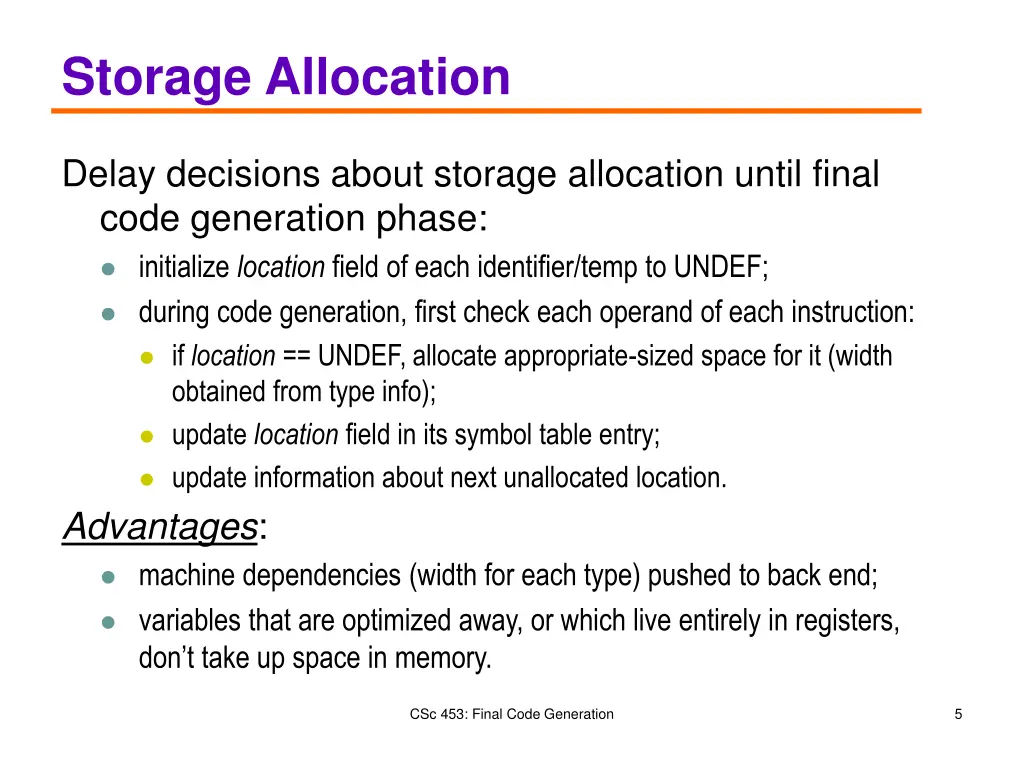 storage allocation