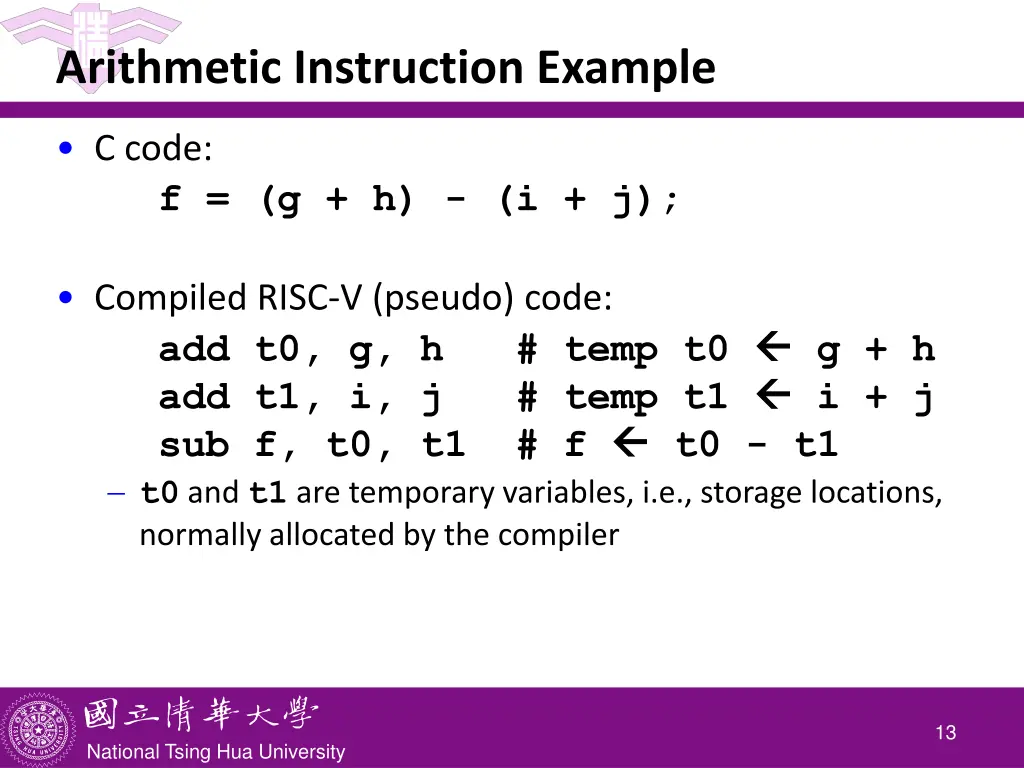arithmetic instruction example