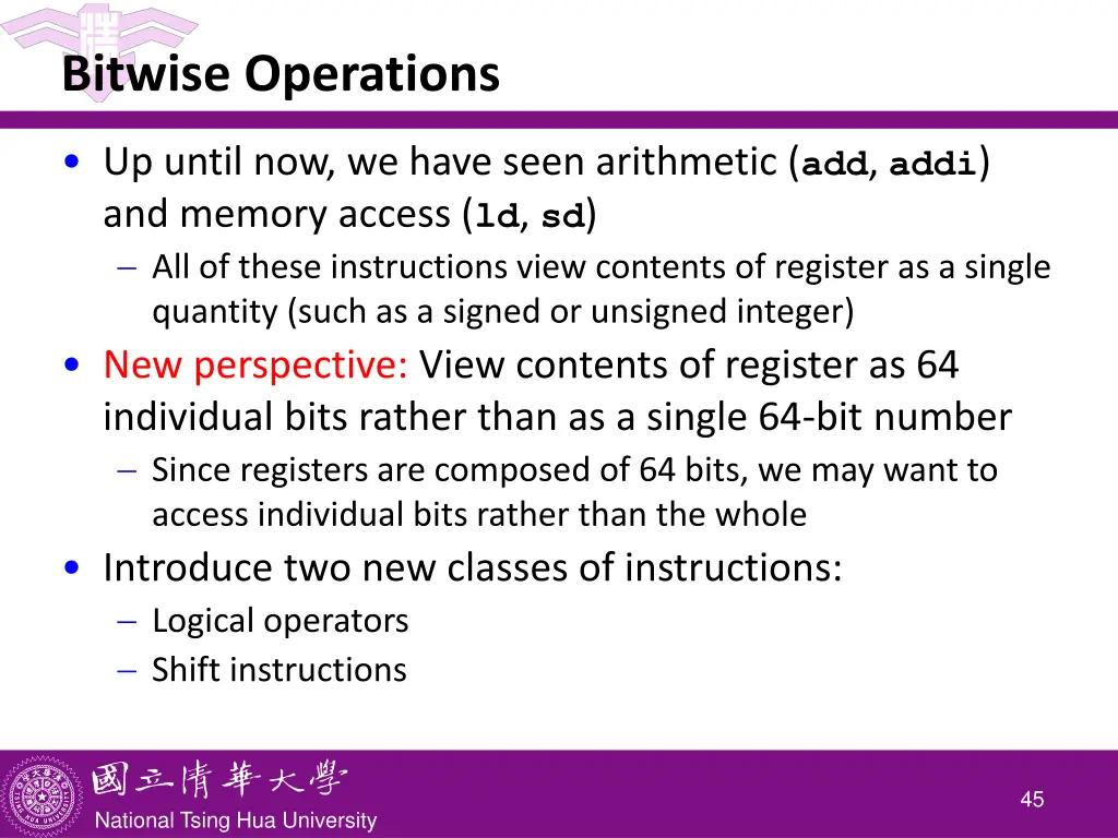 bitwise operations