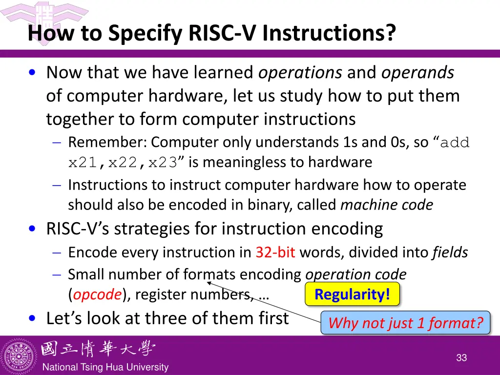how to specify risc v instructions