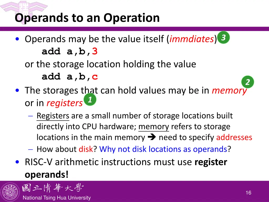 operands to an operation