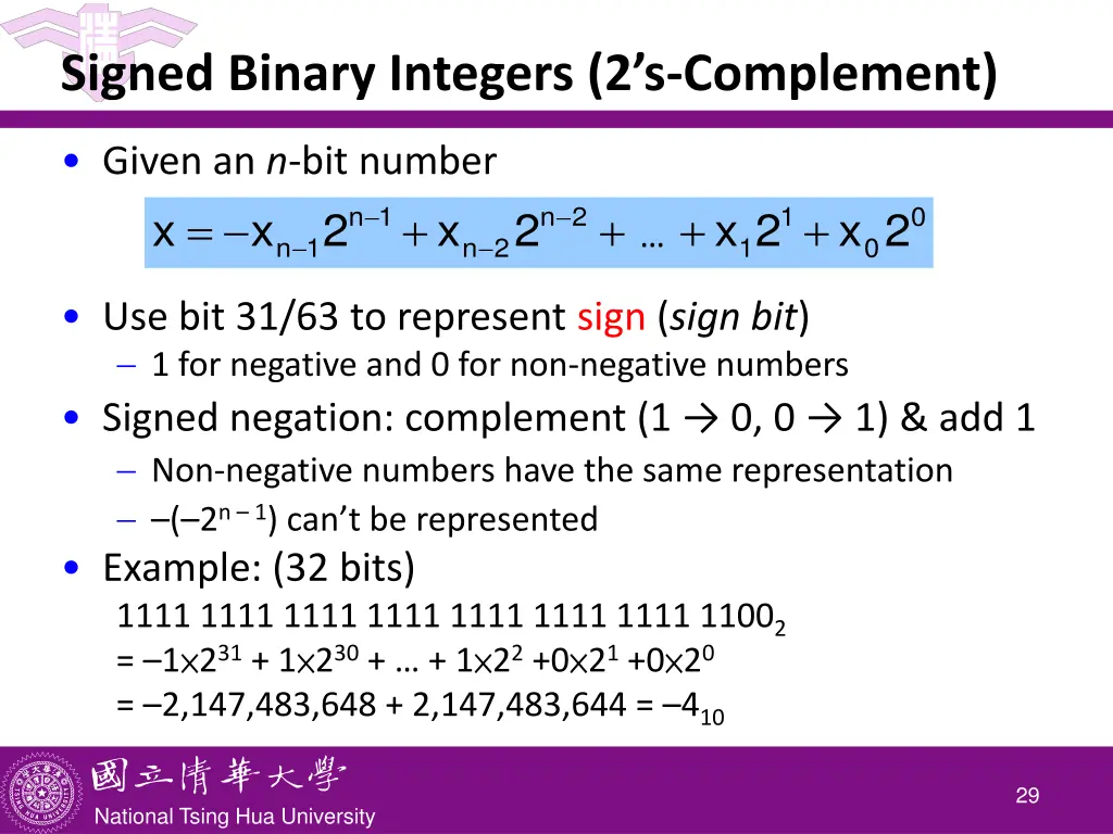 signed binary integers 2 s complement