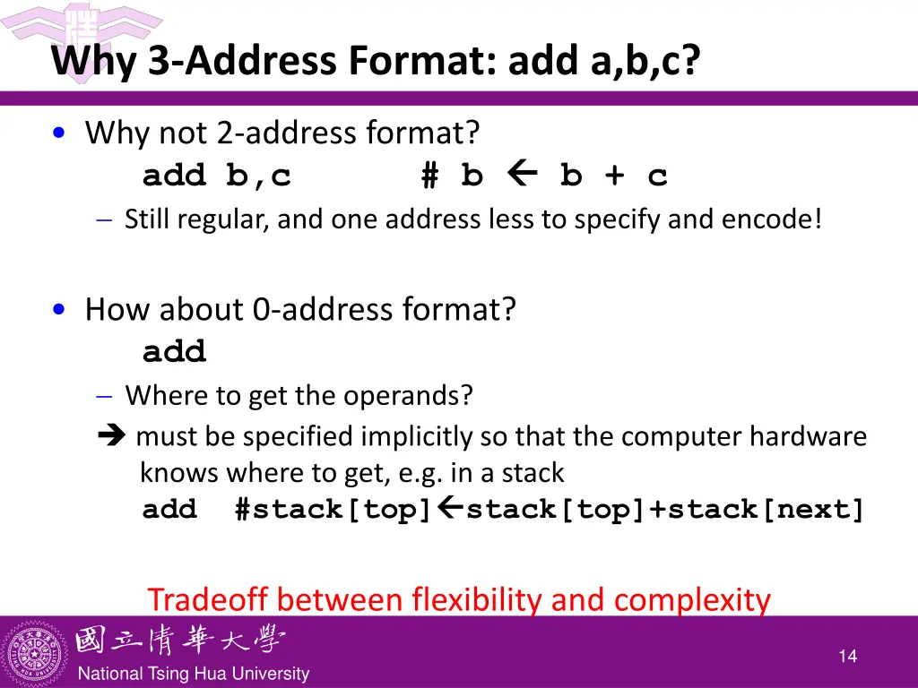 why 3 address format add a b c