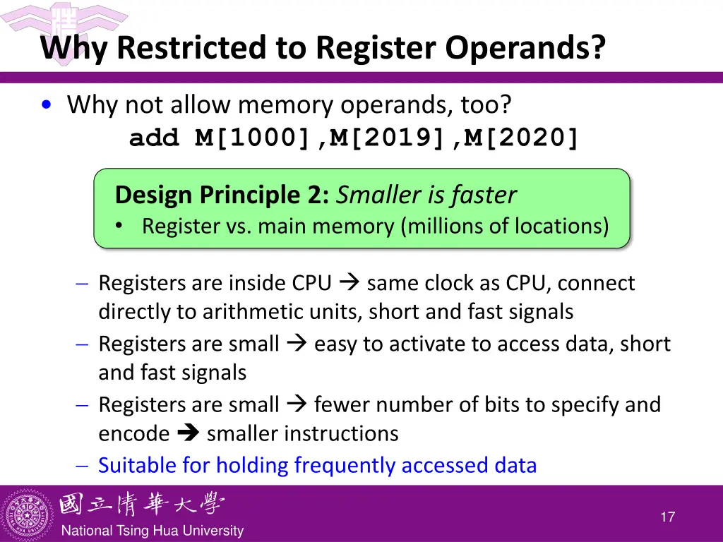 why restricted to register operands