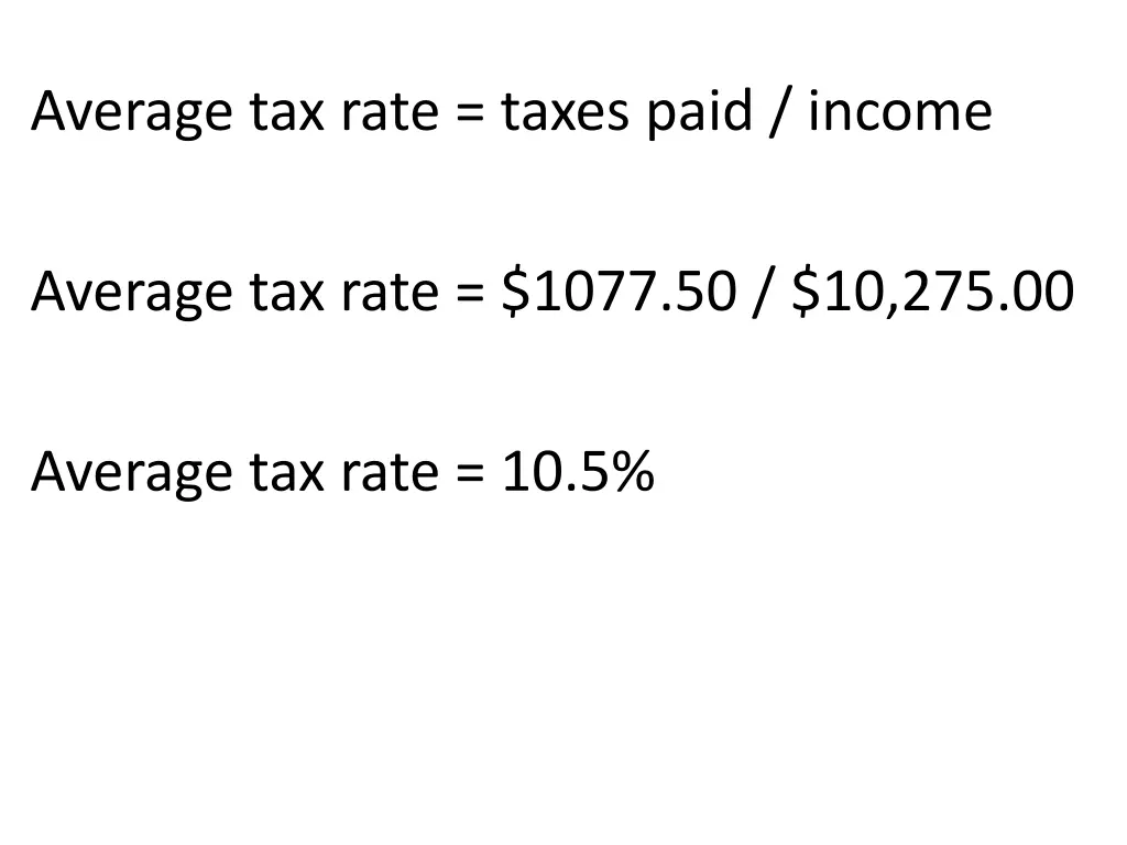 average tax rate taxes paid income
