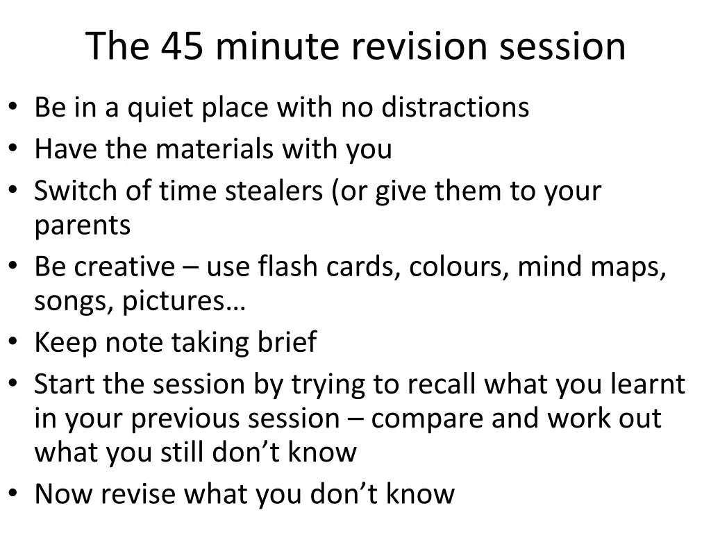 the 45 minute revision session