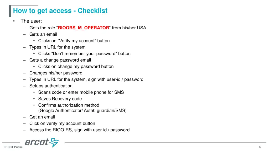 how to get access checklist