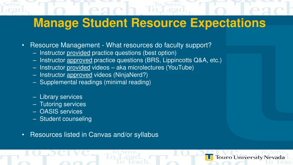 manage student resource expectations