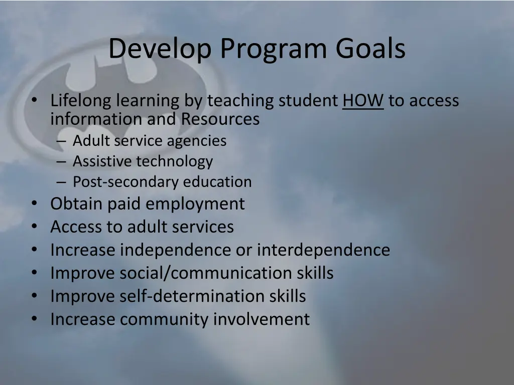 develop program goals