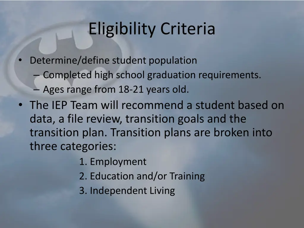 eligibility criteria