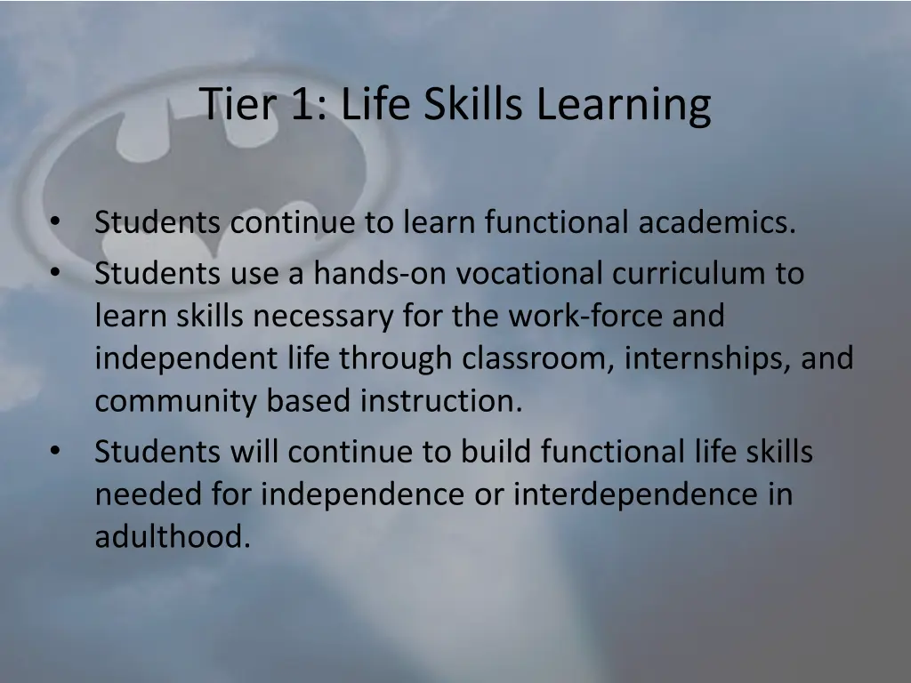tier 1 life skills learning