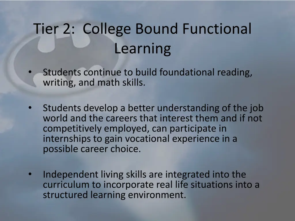tier 2 college bound functional learning