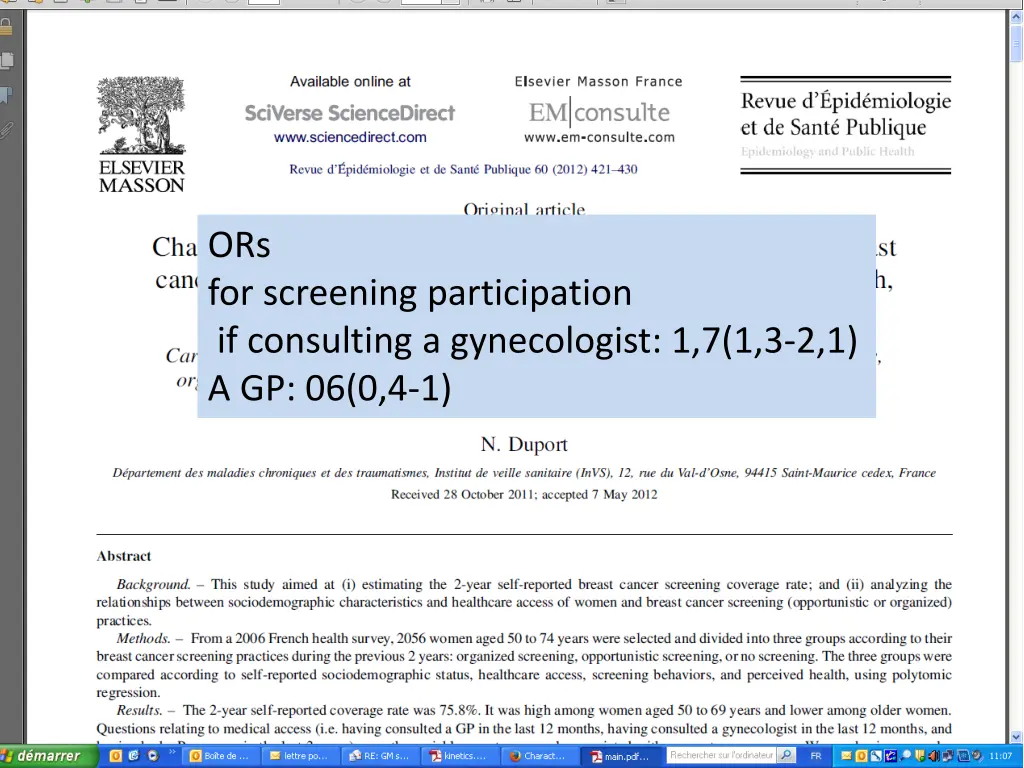ors for screening participation if consulting