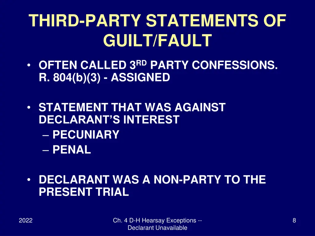 third party statements of guilt fault