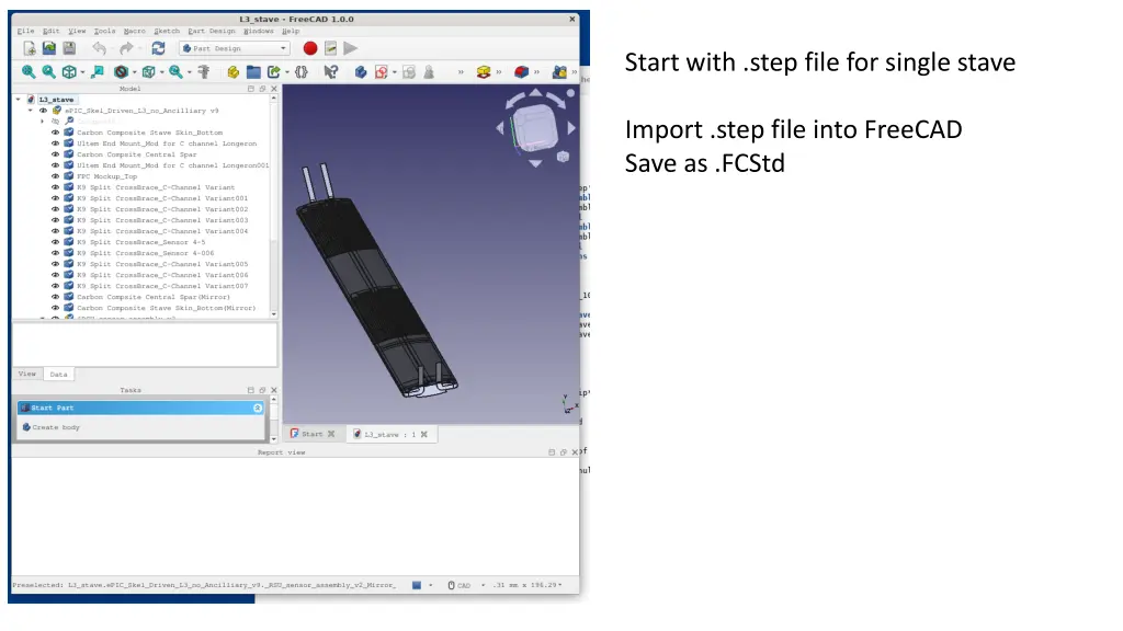 start with step file for single stave