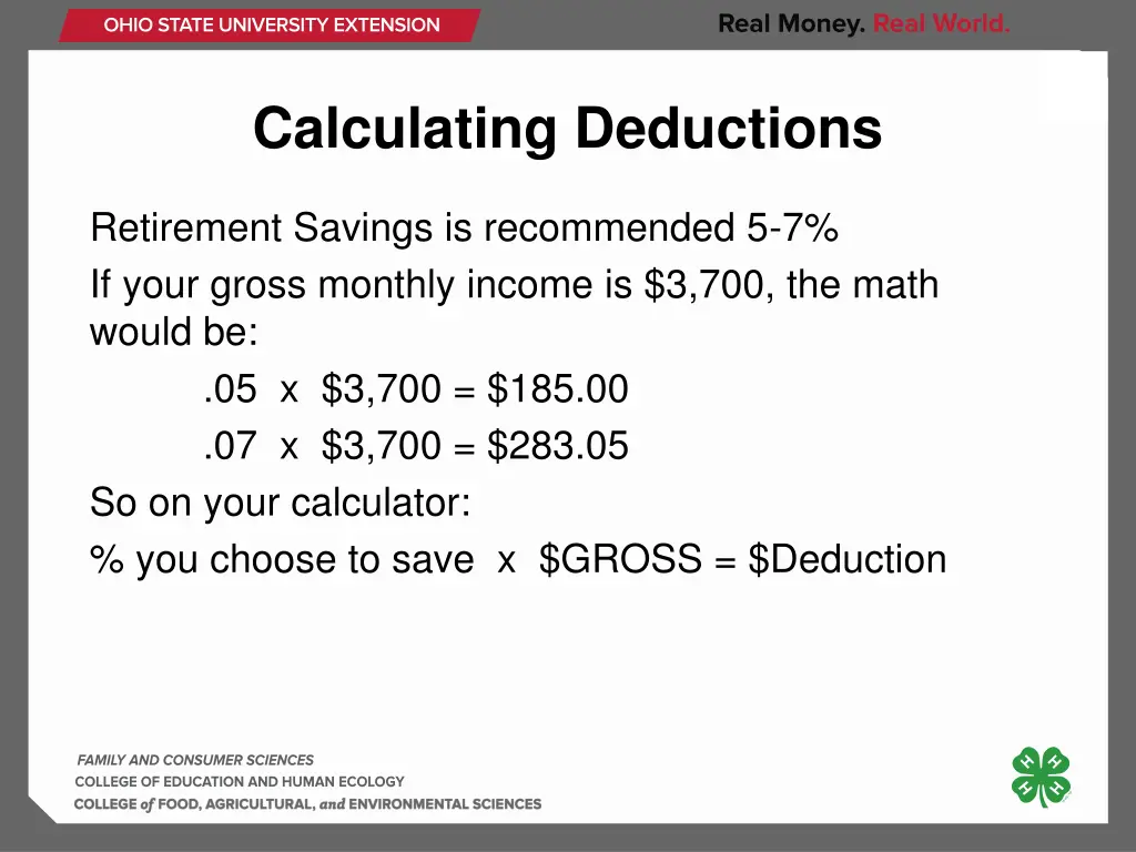 calculating deductions 2