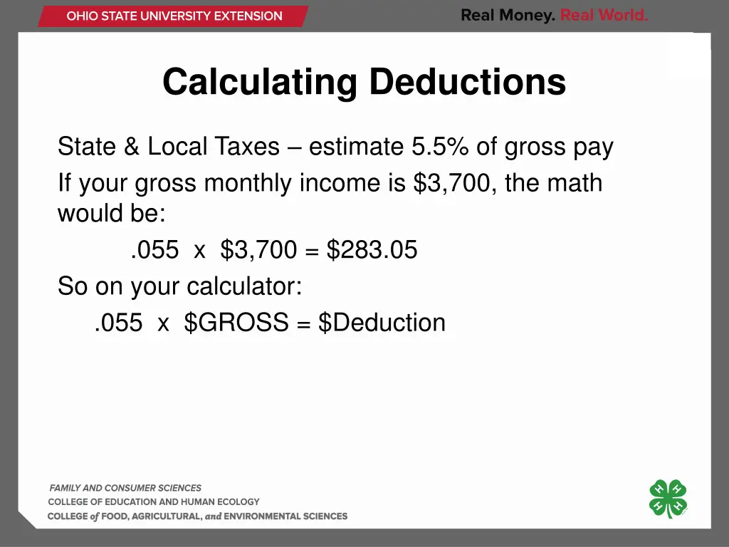 calculating deductions
