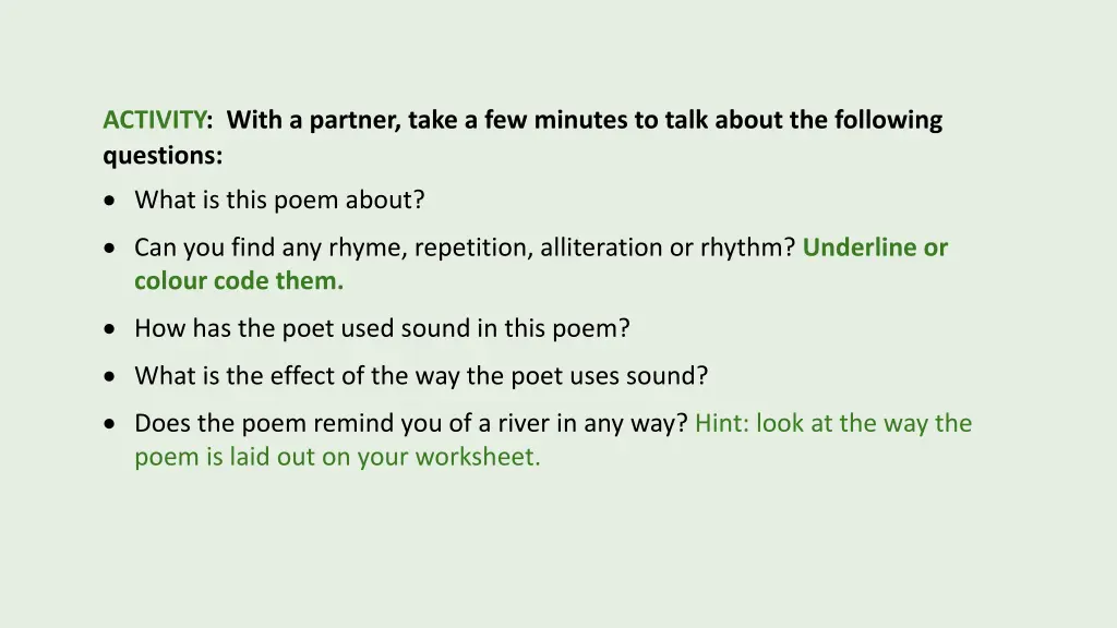 activity with a partner take a few minutes