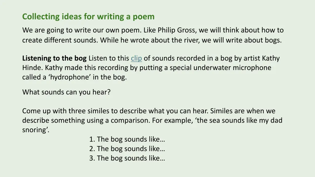 collecting ideas for writing a poem