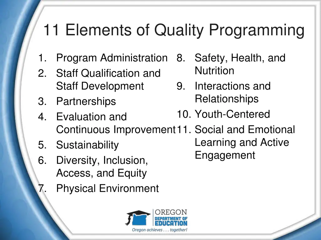 11 elements of quality programming