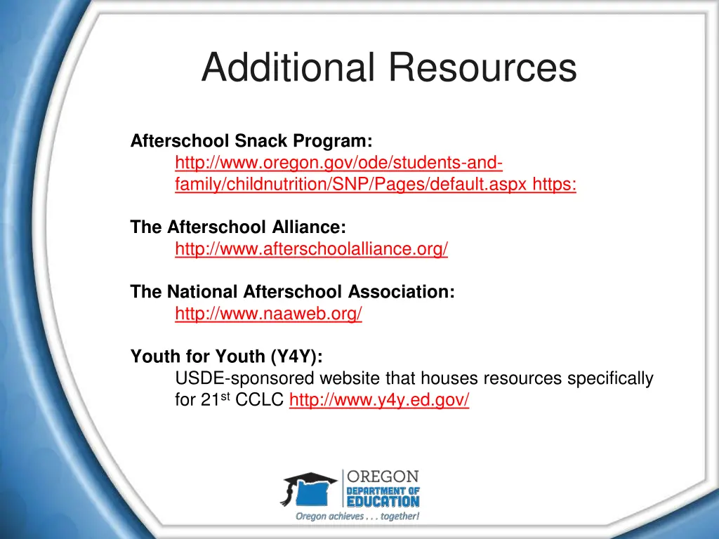 additional resources