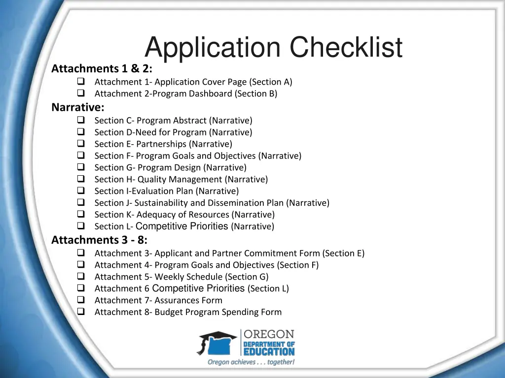 application checklist attachments 1 2 attachment