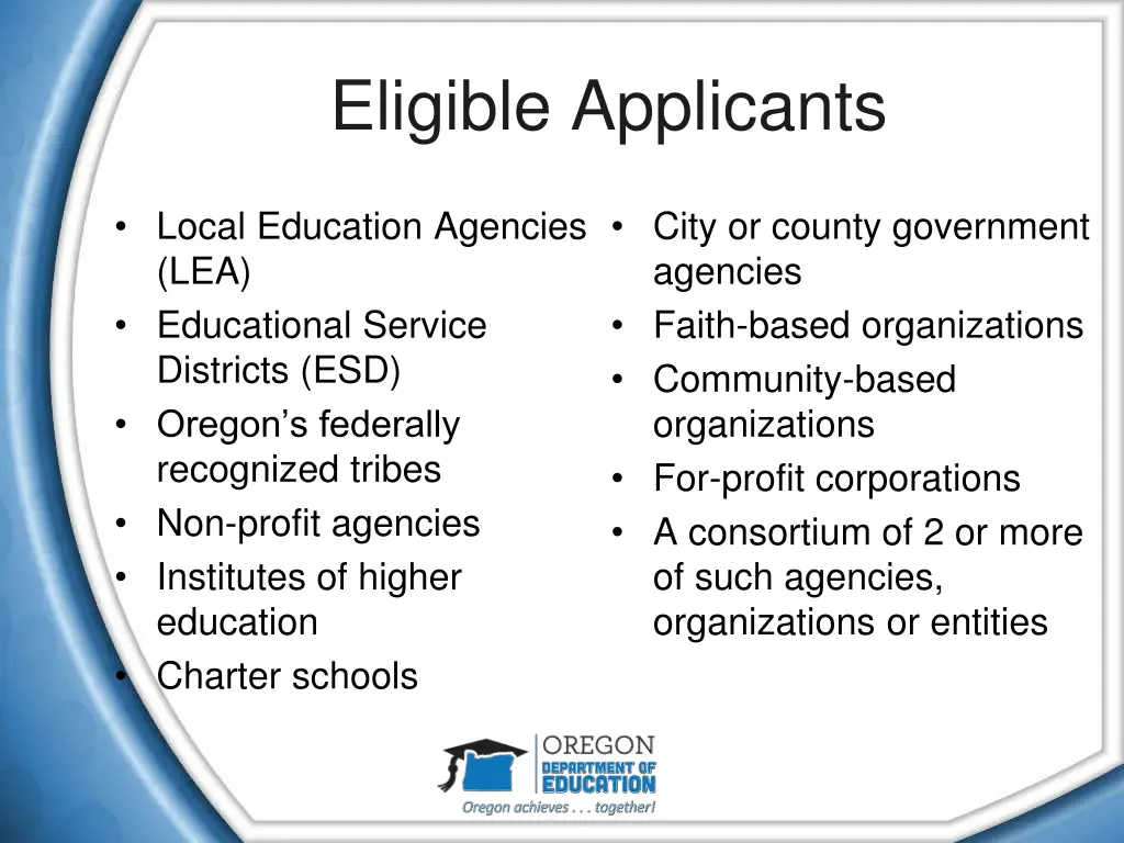 eligible applicants
