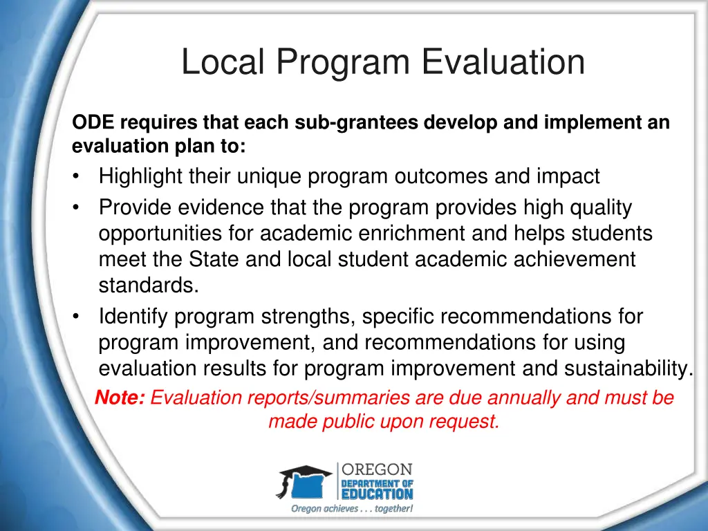 local program evaluation