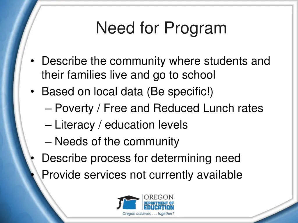 need for program