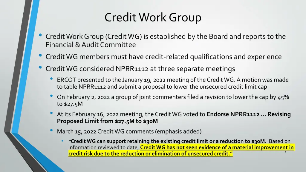 credit work group