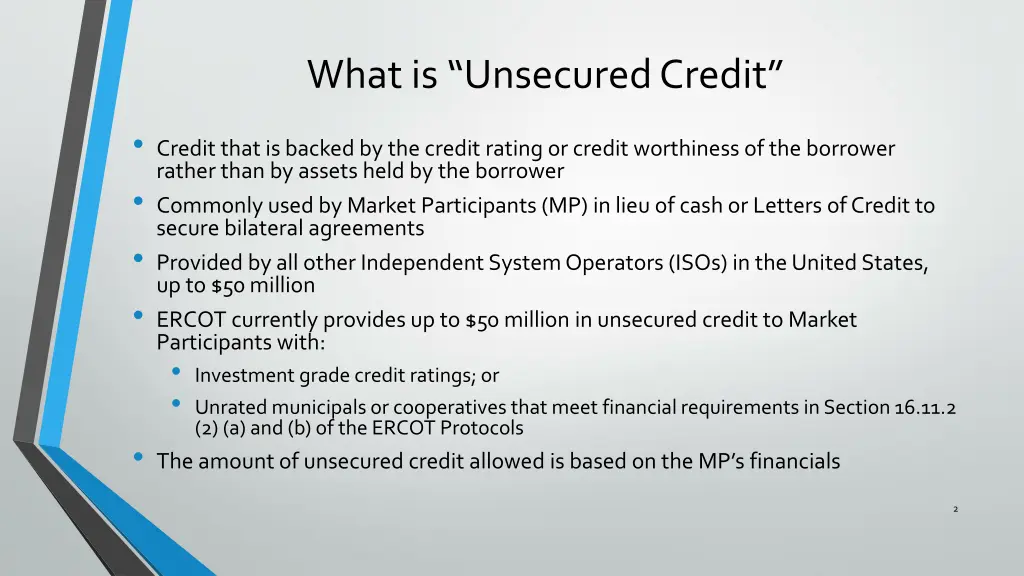 what is unsecured credit