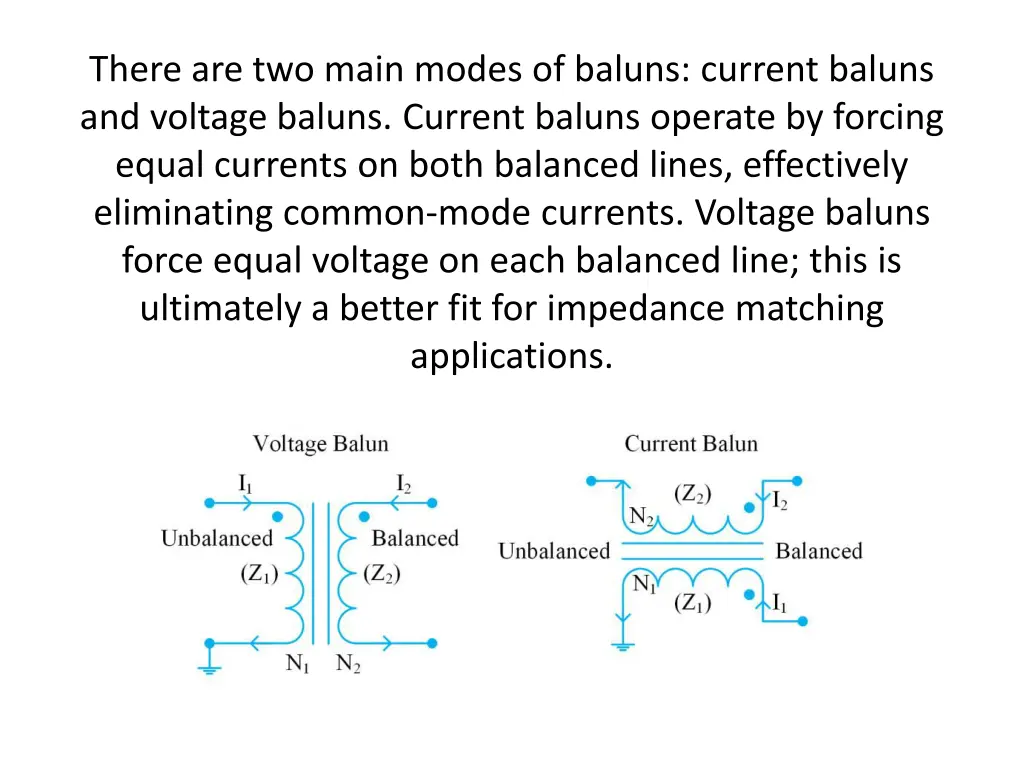 there are two main modes of baluns current baluns