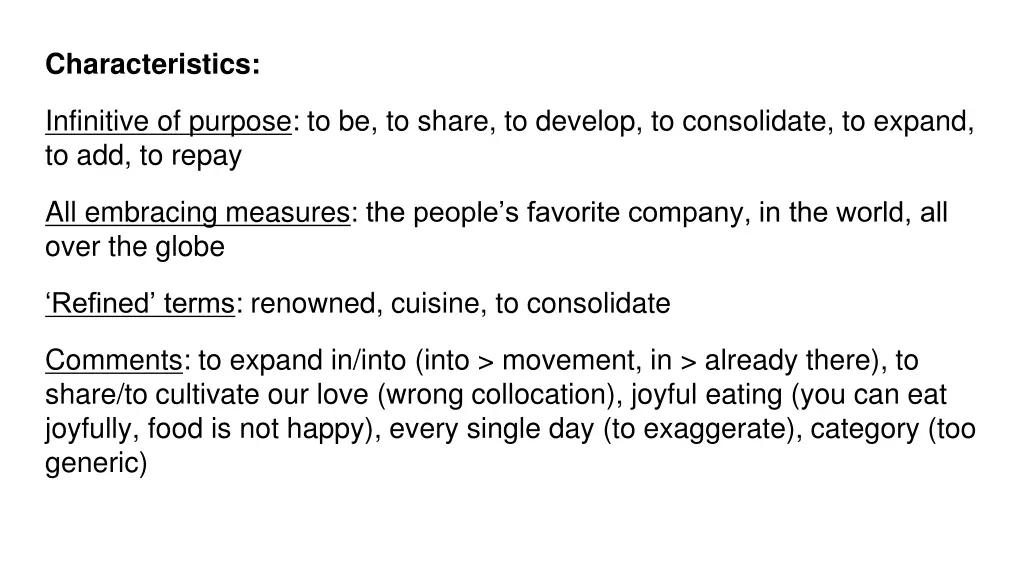 characteristics