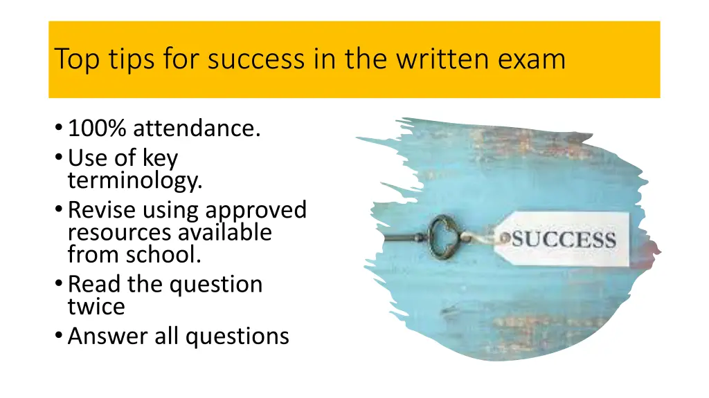 top tips for success in the written exam
