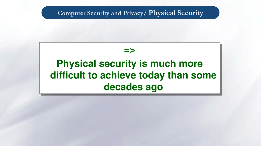 computer security and privacy physical security