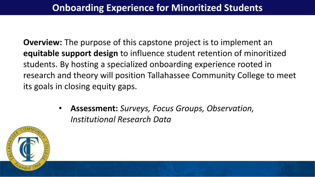 onboarding experience for minoritized students