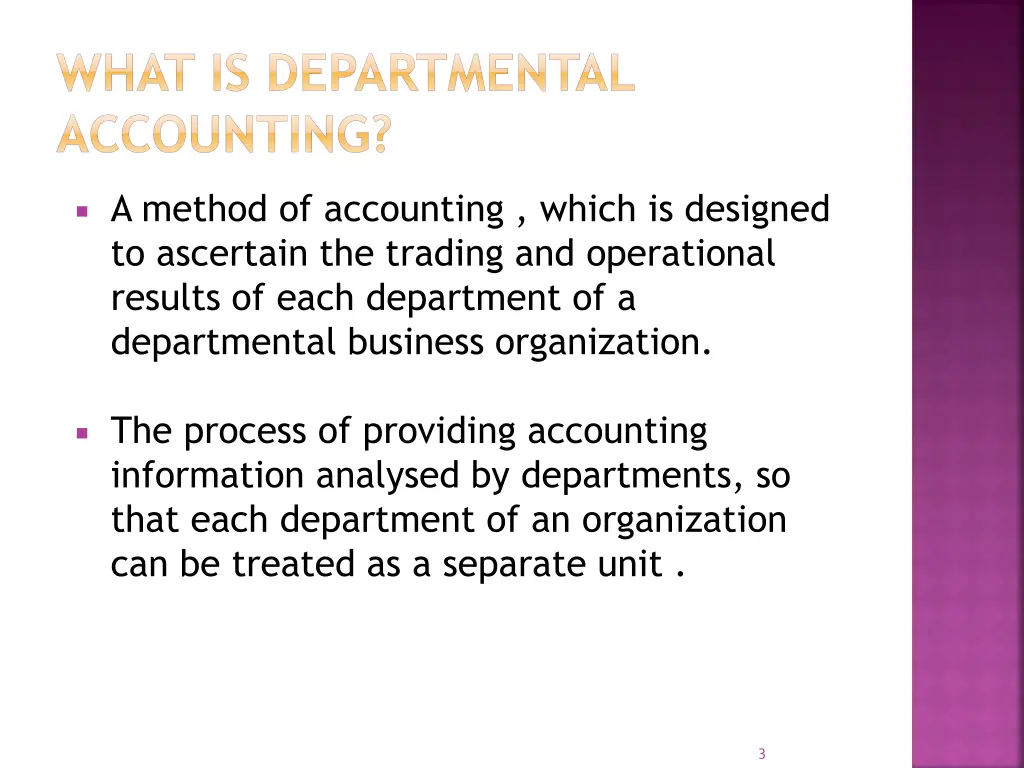 what is departmental accounting