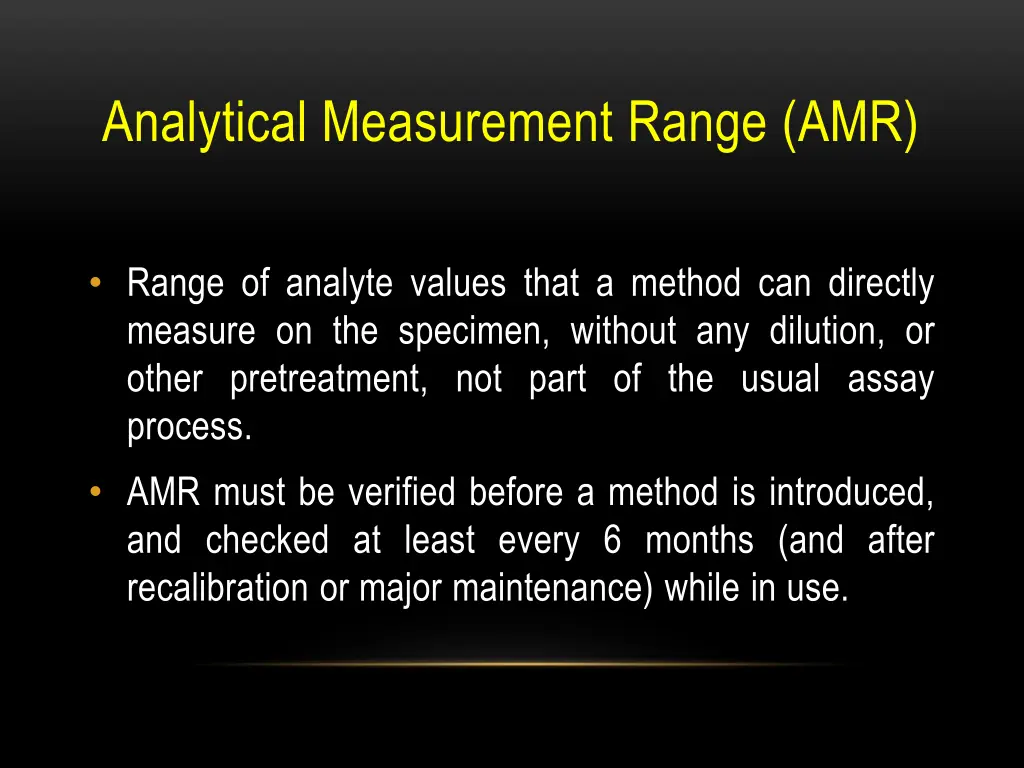 analytical measurement range amr