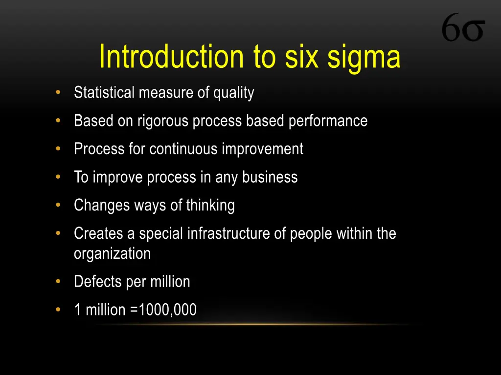 introduction to six sigma statistical measure