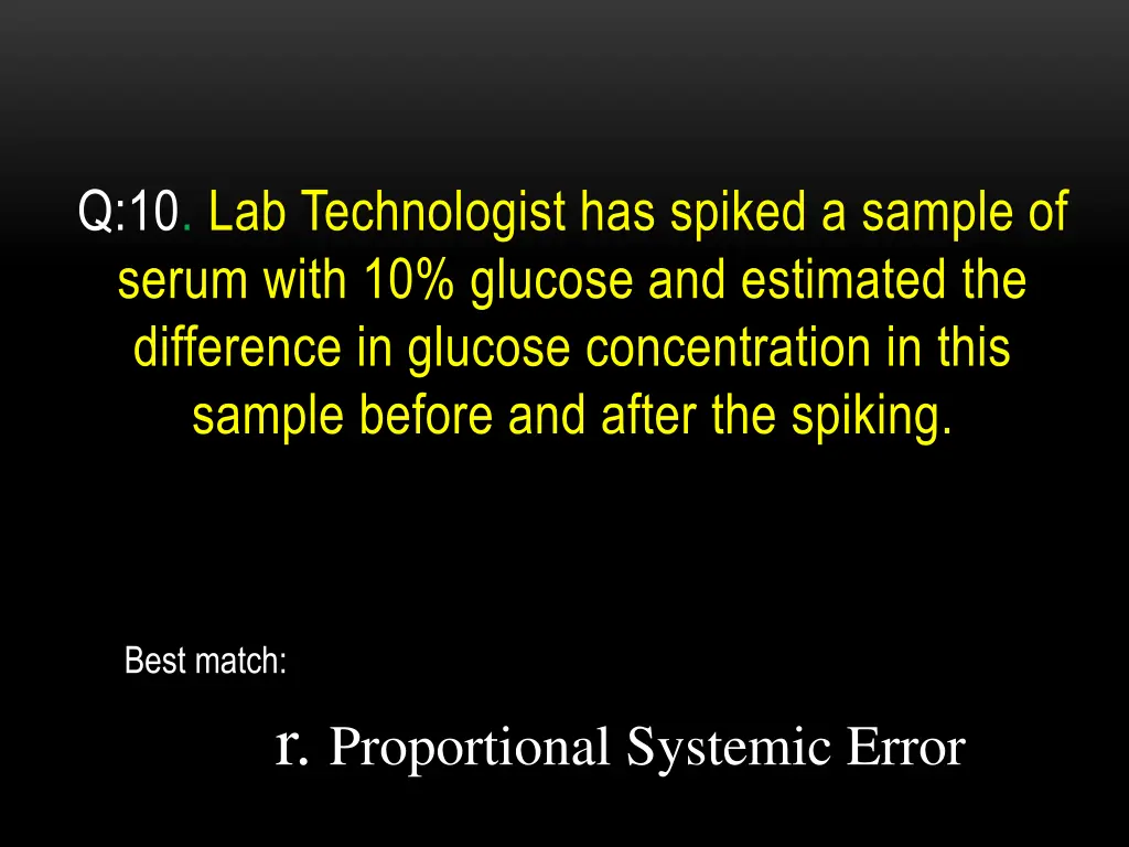 q 10 lab technologist has spiked a sample